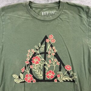 HARRY POTTER BOXLUNCH Long Sleeve Shirt Small Green Deathly Hallows Floral
